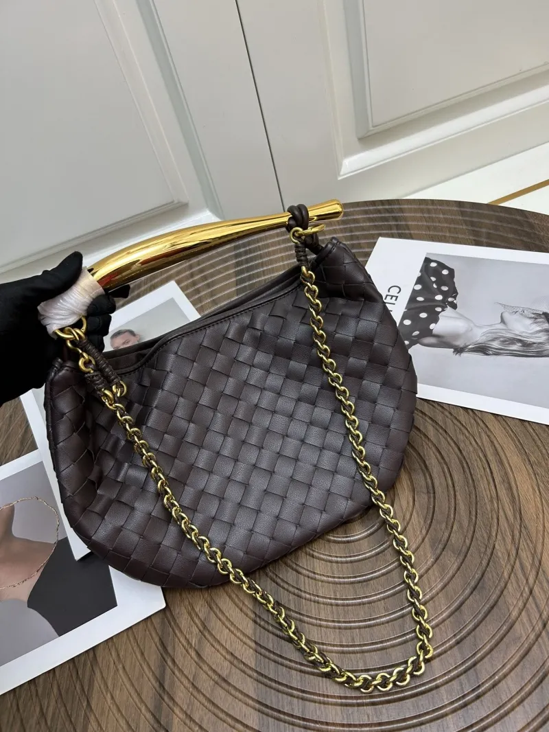 BV Dark Brown Woven Leather Satchel Bag S0288-1 - Image 6
