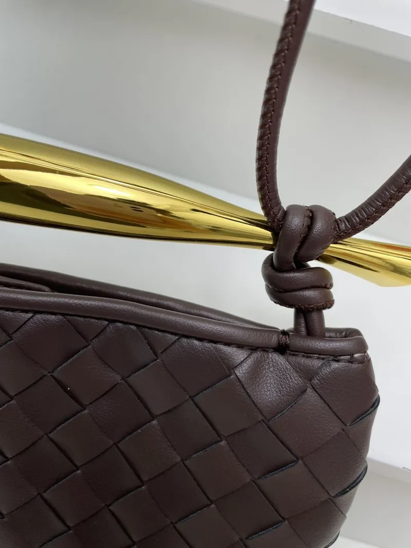 BV Dark Brown Woven Leather Crossbody Bag S0277 Small - Image 4