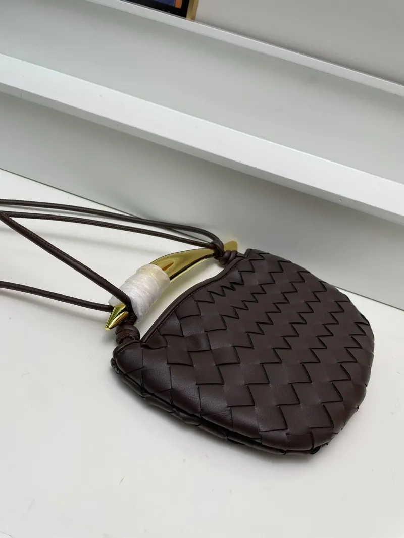 BV Dark Brown Woven Leather Crossbody Bag S0277 Small - Image 6