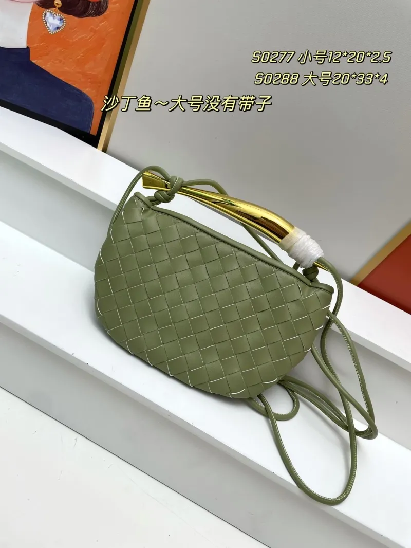 BV Olive Green Woven Crossbody Satchel Bag S0277 Small