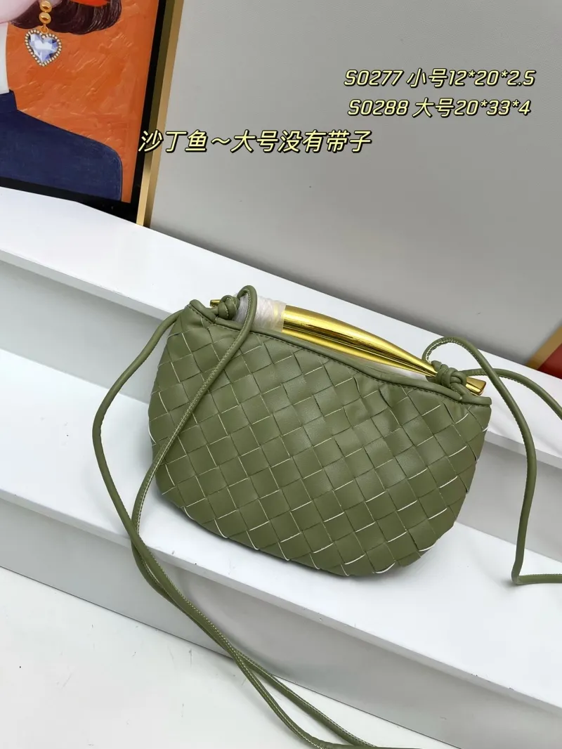 Alternative view of BV Olive Green Woven Crossbody Satchel Bag S0277 Small