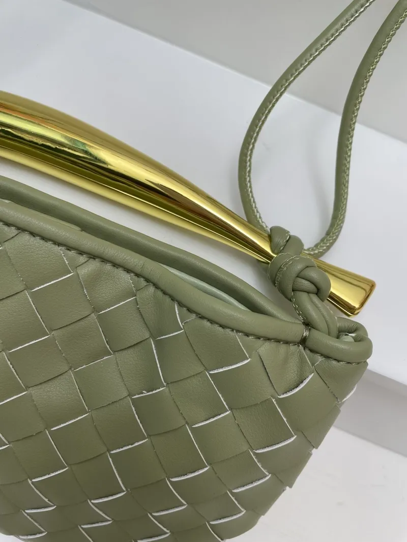 BV Olive Green Woven Crossbody Satchel Bag S0277 Small - Image 4
