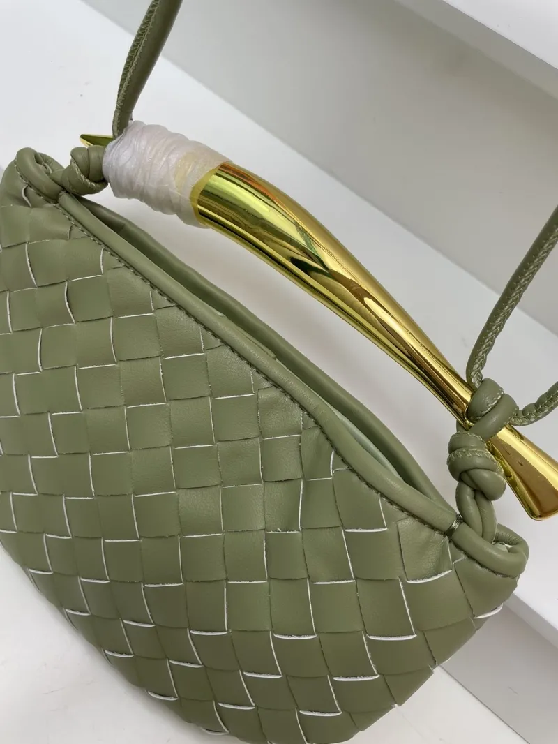 BV Olive Green Woven Crossbody Satchel Bag S0277 Small - Image 5