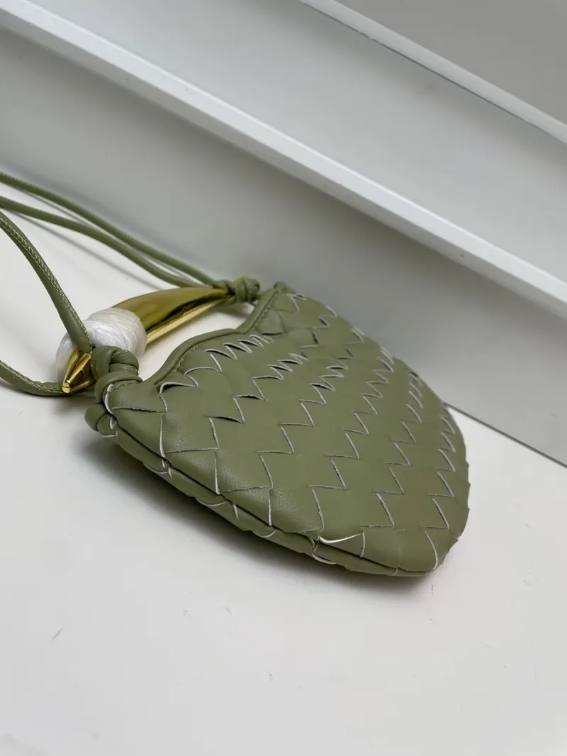 BV Olive Green Woven Crossbody Satchel Bag S0277 Small - Image 6