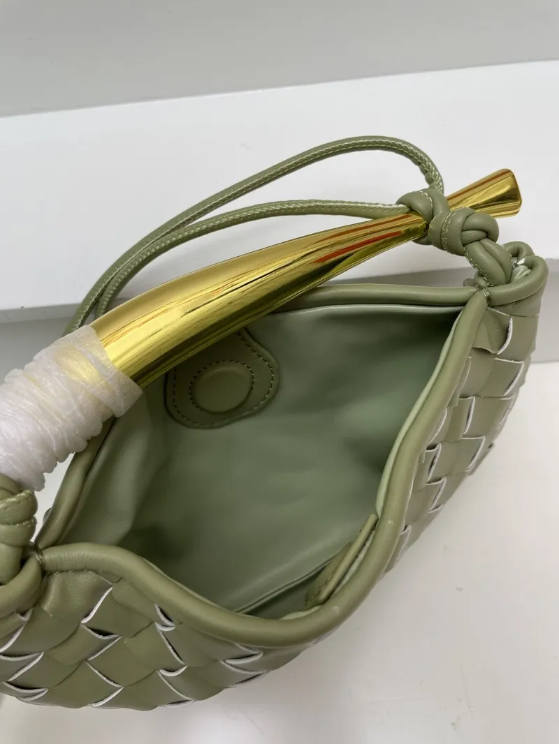 BV Olive Green Woven Crossbody Satchel Bag S0277 Small - Image 8
