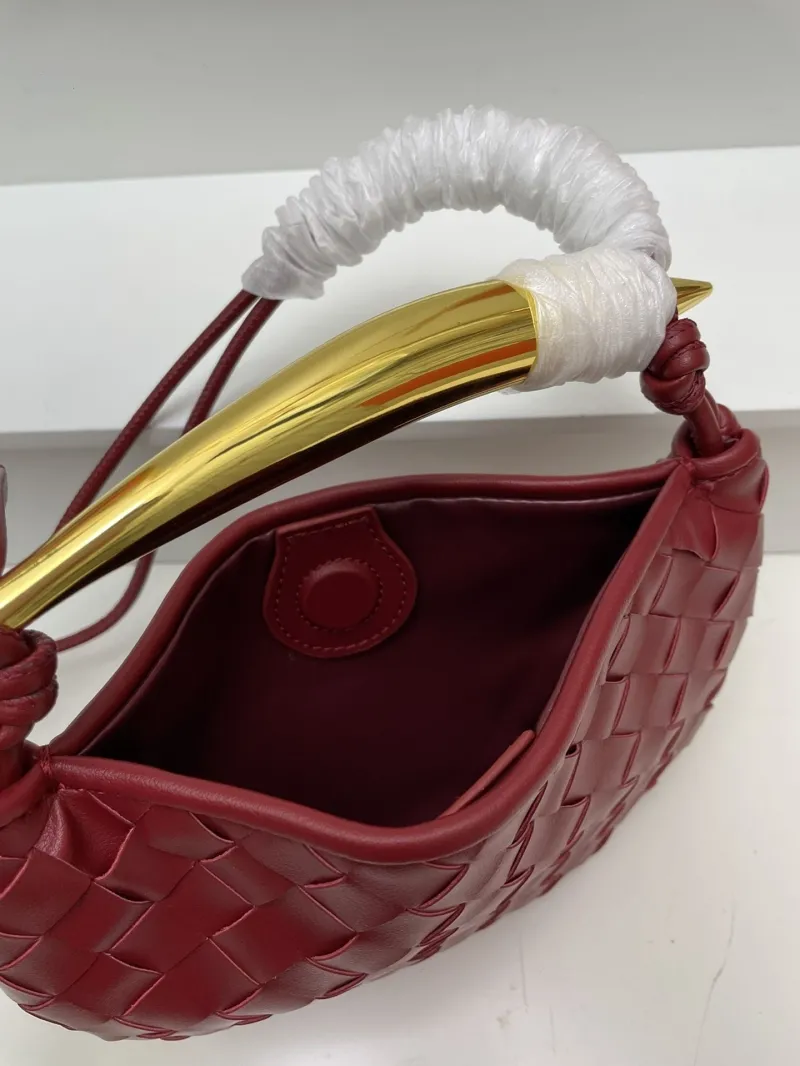 BV Red Woven Leather Sardine Satchel Bag S0277 - Image 7