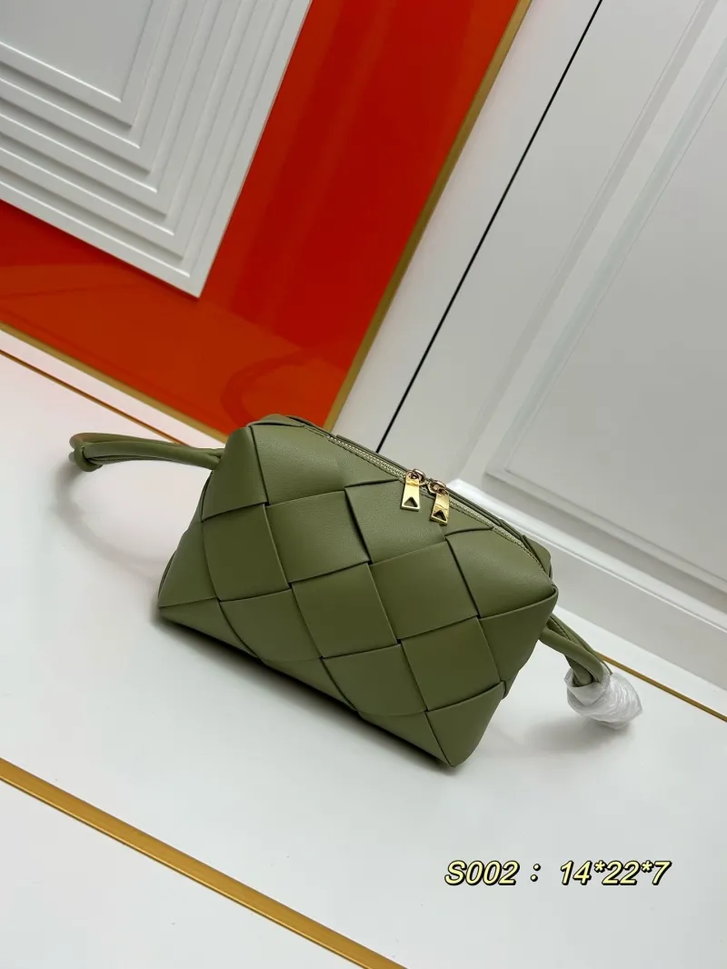 BV Olive Green Woven Satchel Bag S002