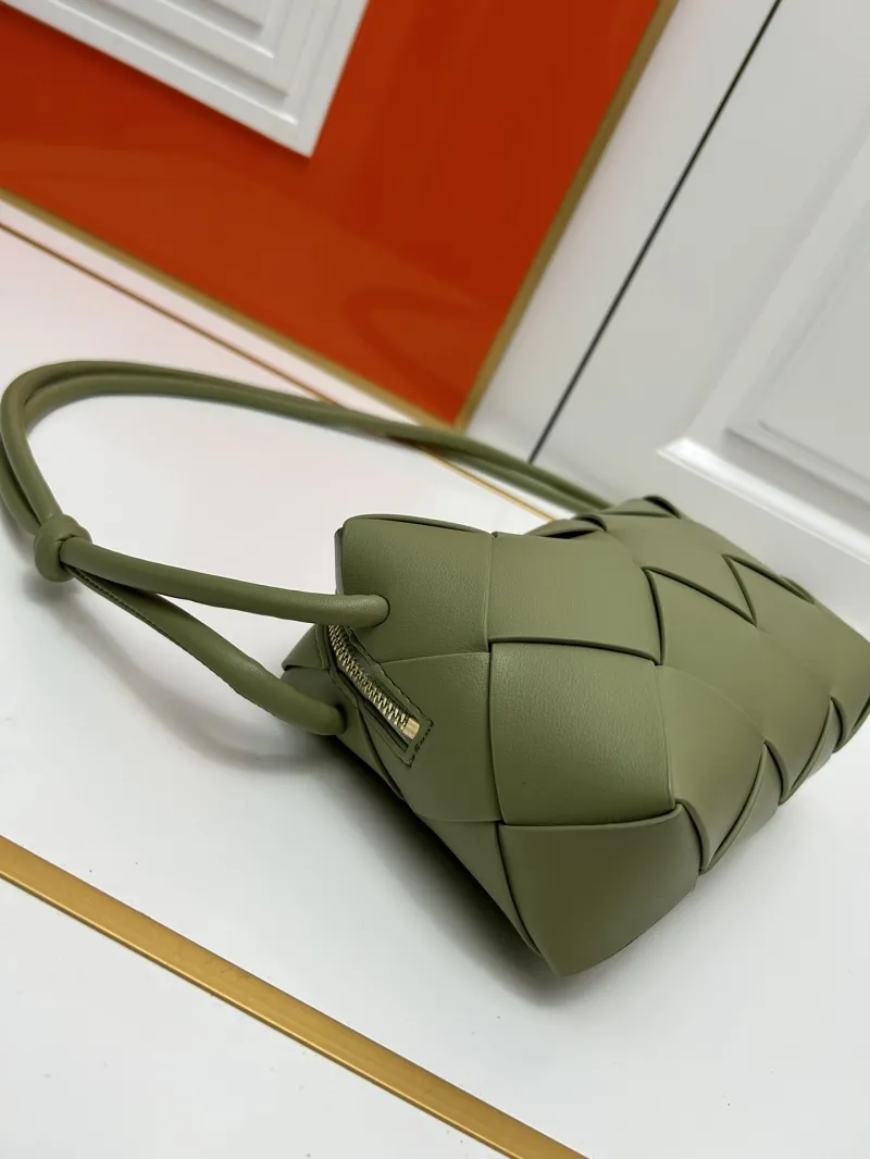 BV Olive Green Woven Satchel Bag S002 - Image 5