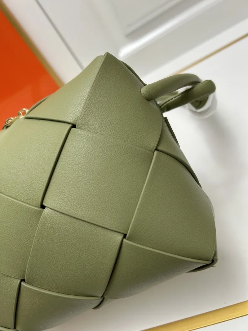 BV Olive Green Woven Satchel Bag S002 - Image 6