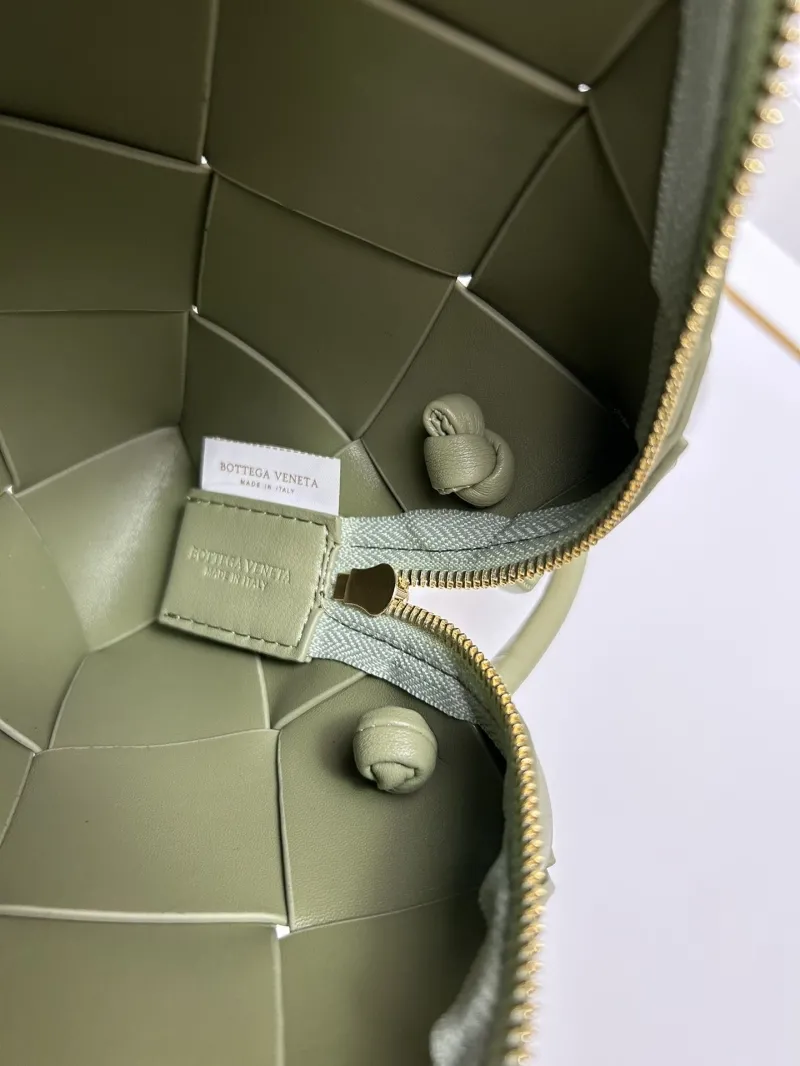 BV Olive Green Woven Satchel Bag S002 - Image 9