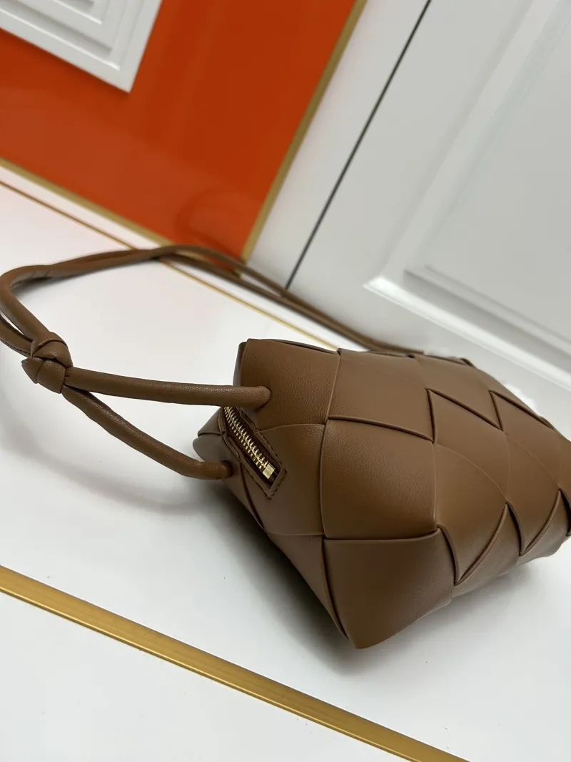 BV Brown Woven Leather Satchel Bag S002 - Image 5