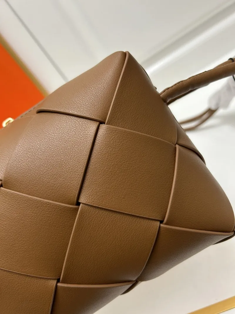 BV Brown Woven Leather Satchel Bag S002 - Image 6