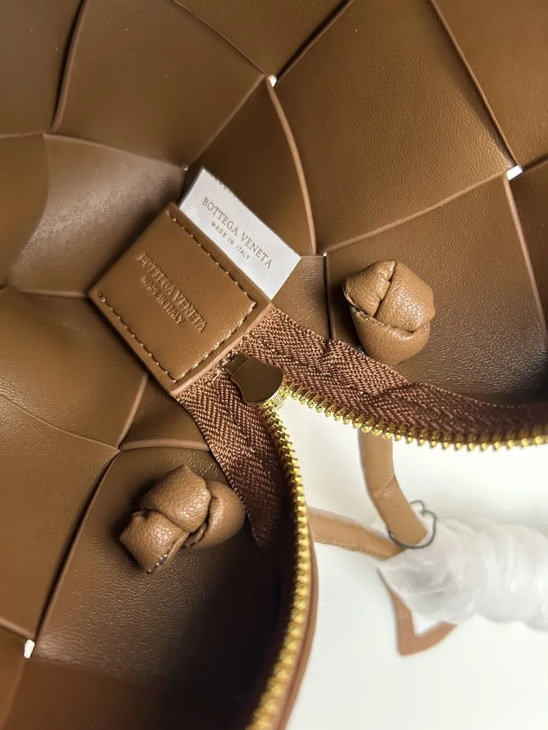 BV Brown Woven Leather Satchel Bag S002 - Image 9