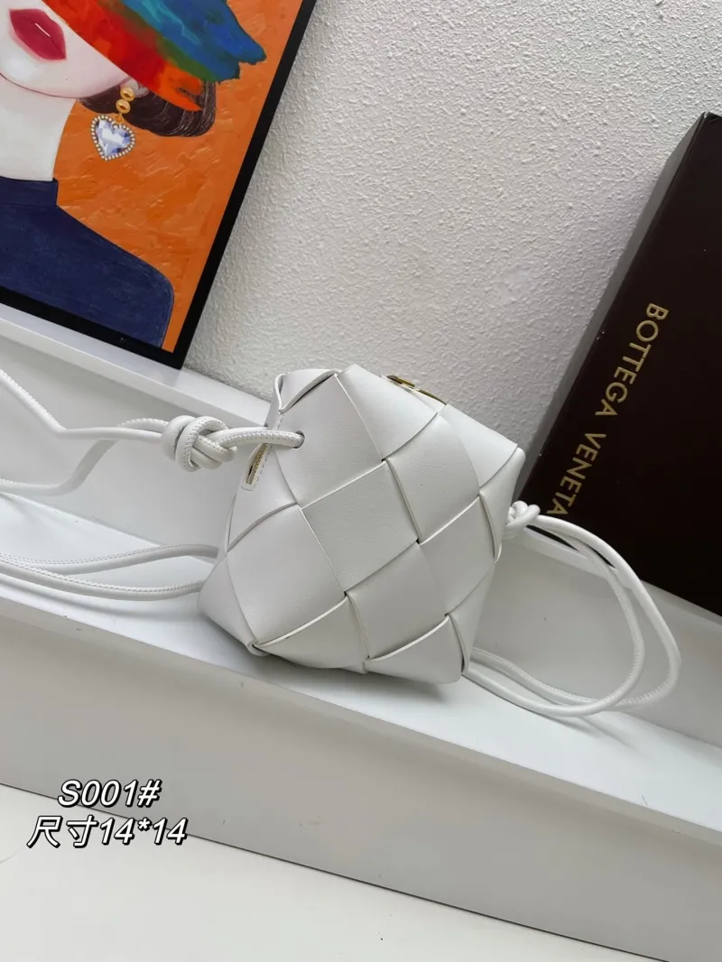 Alternative view of Bottega Veneta White Woven Crossbody Bag S001