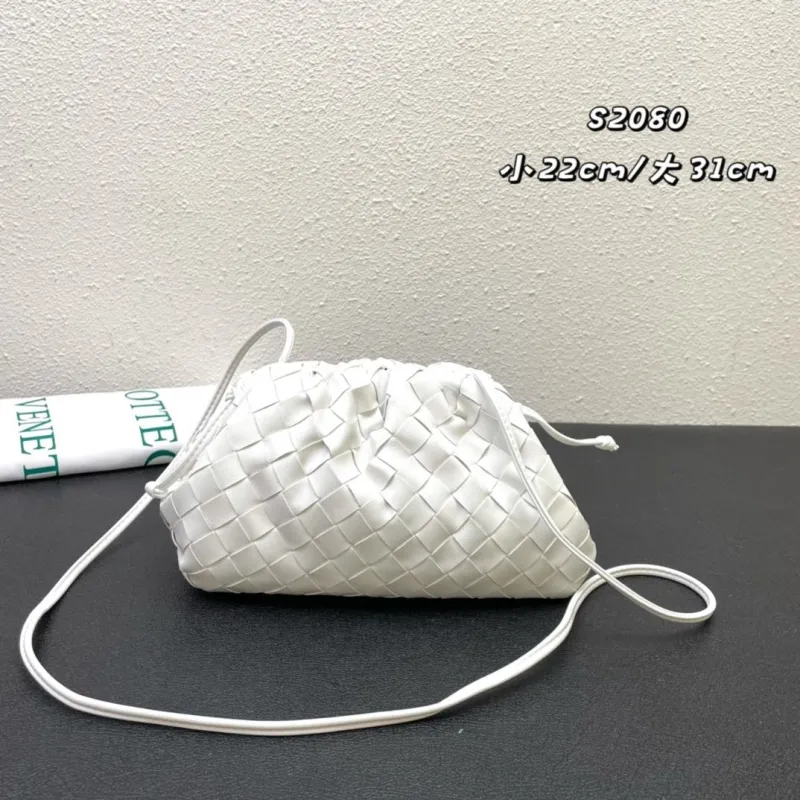 Bottega Veneta White Woven Satchel Bag S2080 - Image 3