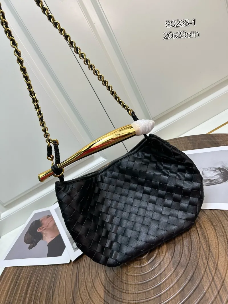 Black BV Woven Leather Satchel Bag S0288-1