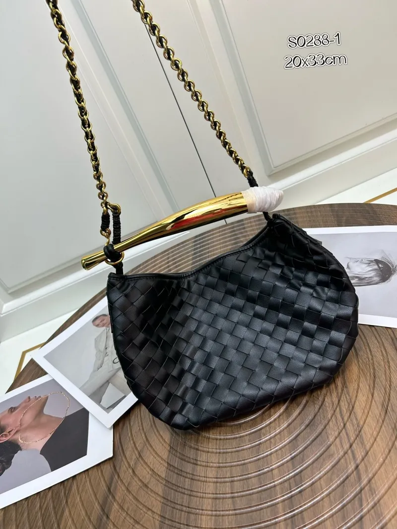 Alternative view of Black BV Woven Leather Satchel Bag S0288-1