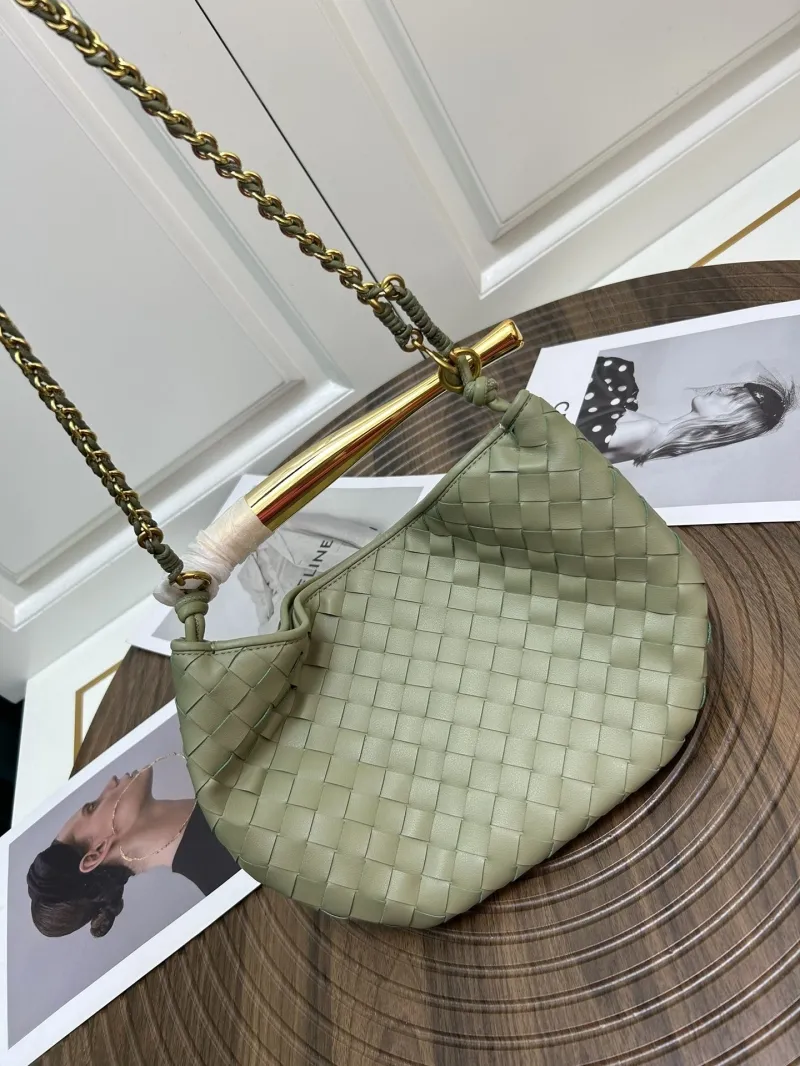 BV S0288-1 Light Green Woven Leather Satchel Bag - Image 3
