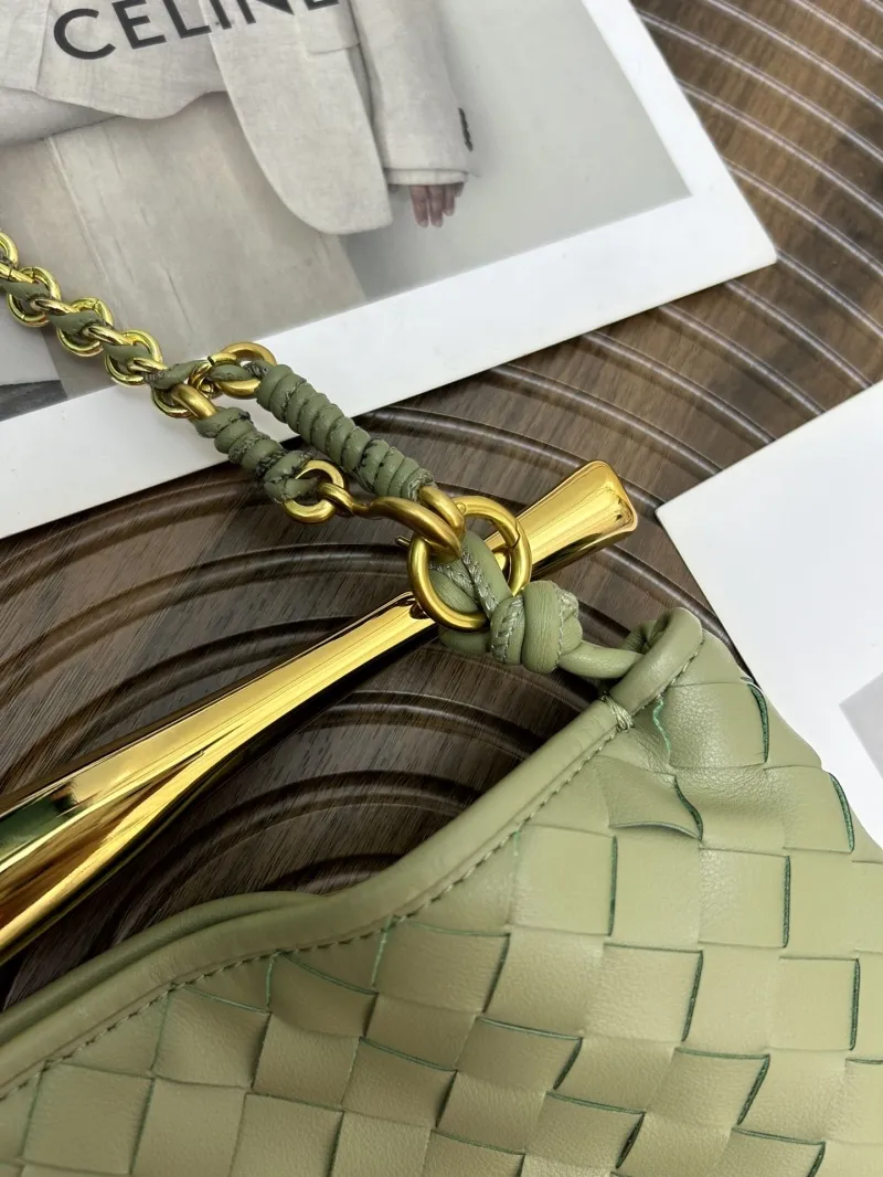 BV S0288-1 Light Green Woven Leather Satchel Bag - Image 4
