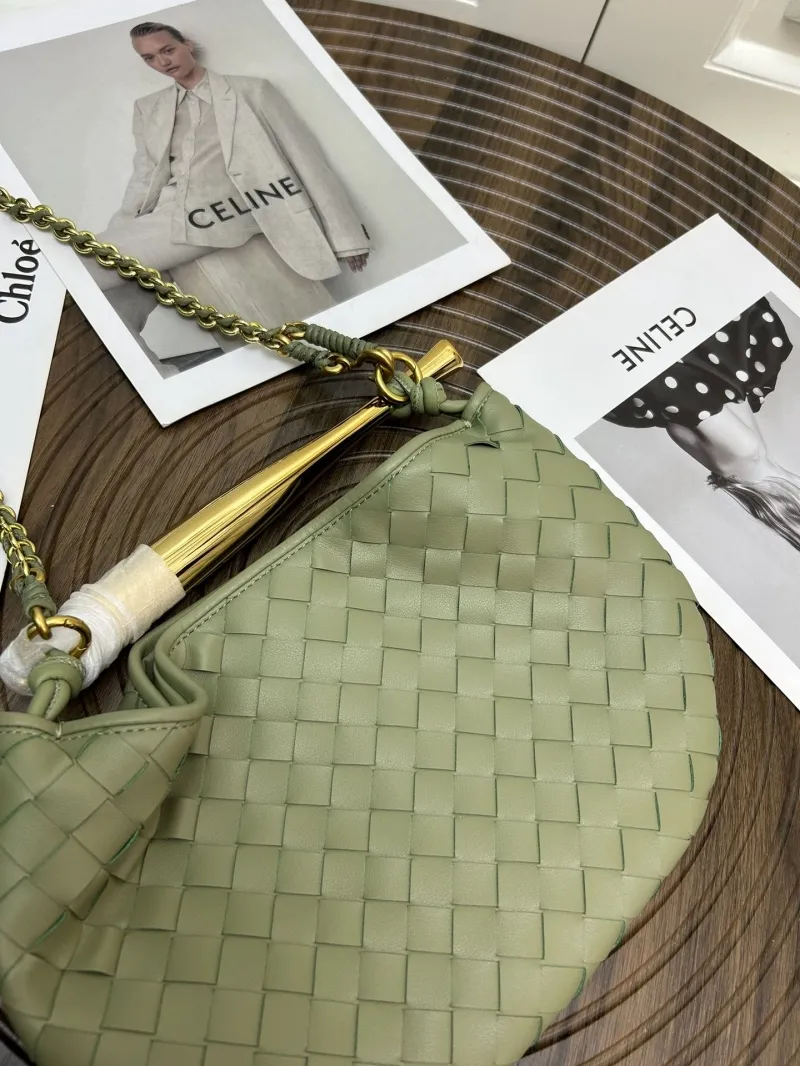 BV S0288-1 Light Green Woven Leather Satchel Bag - Image 5