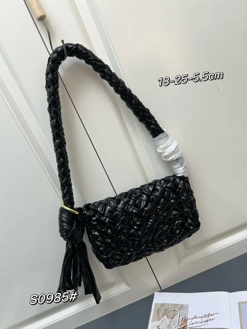 BV Black Woven Satchel Bag S0985 - Image 3
