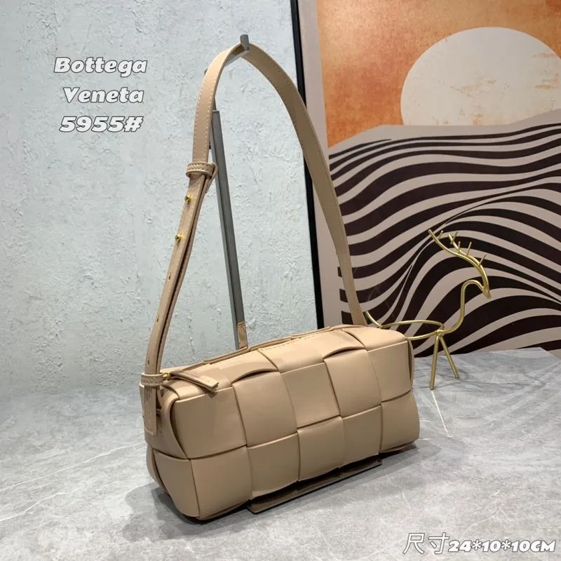 Alternative view of Bottega Veneta 5955 Beige Leather Satchel Crossbody Bag