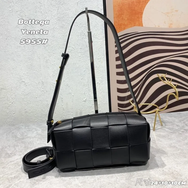 Bottega Veneta 5955 Black Leather Crossbody Bag