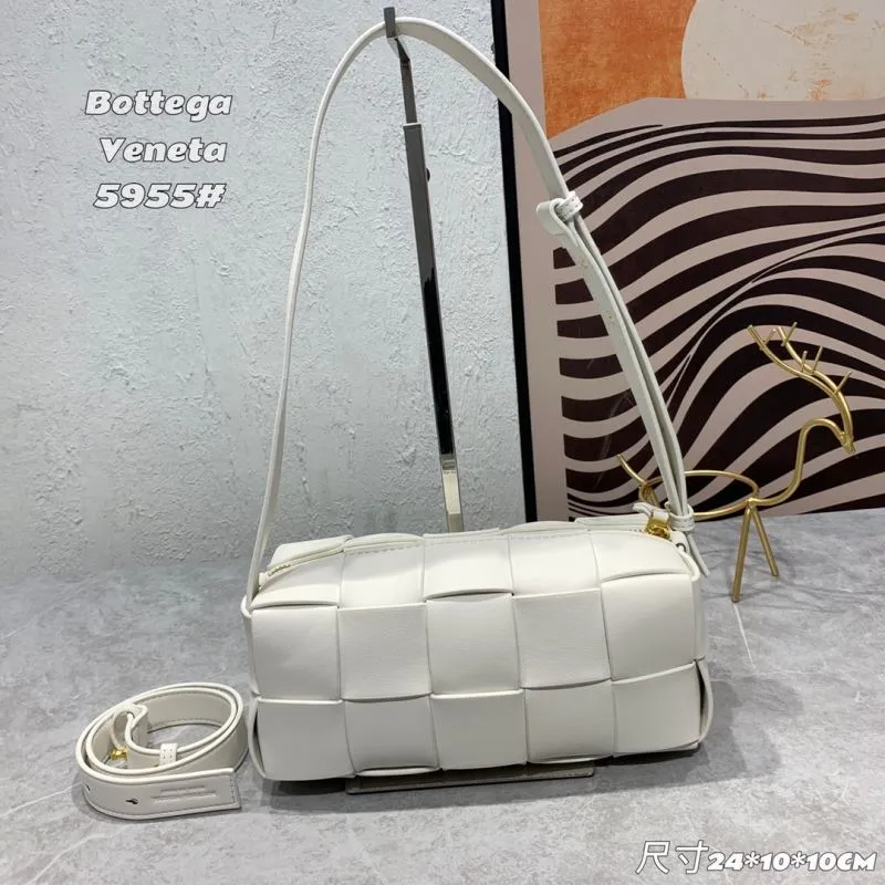 Bottega Veneta 5955 White Leather Satchel Bag - Image 3