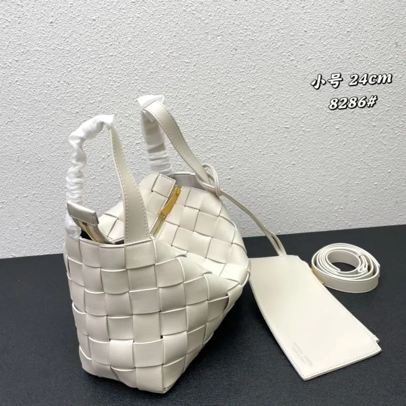 Alternative view of BV Small Woven Cream Satchel Bag 8286