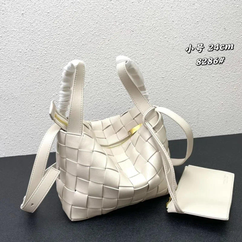 BV Small Woven Cream Satchel Bag 8286 - Image 3