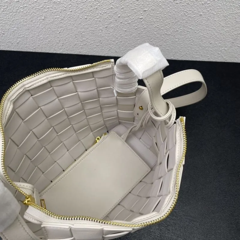 BV Small Woven Cream Satchel Bag 8286 - Image 8