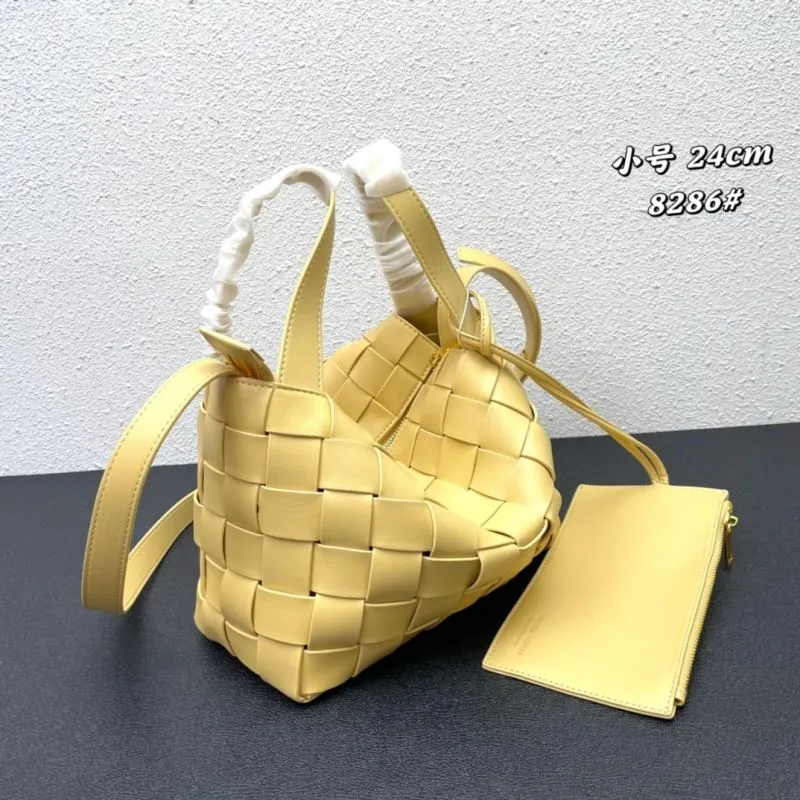 BV Yellow Woven Satchel Bag Small 24cm 8286 - Image 3