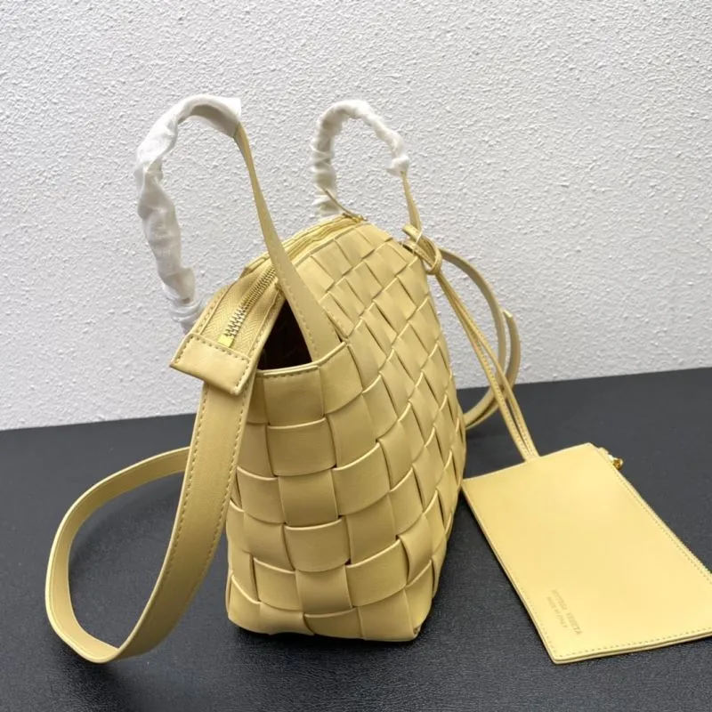 BV Yellow Woven Satchel Bag Small 24cm 8286 - Image 5