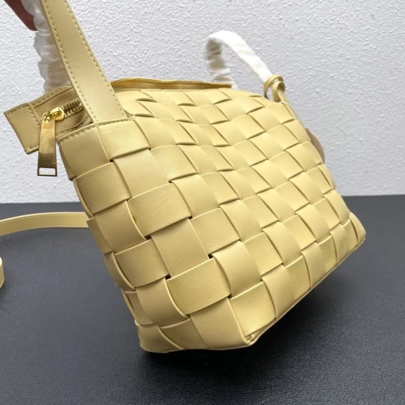 BV Yellow Woven Satchel Bag Small 24cm 8286 - Image 6