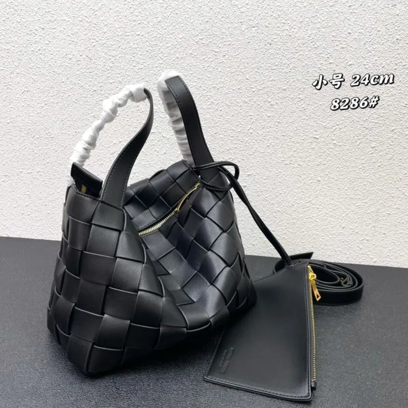 BV Small 24cm Black Woven Satchel Bag 8286