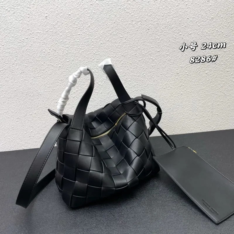 Alternative view of BV Small 24cm Black Woven Satchel Bag 8286