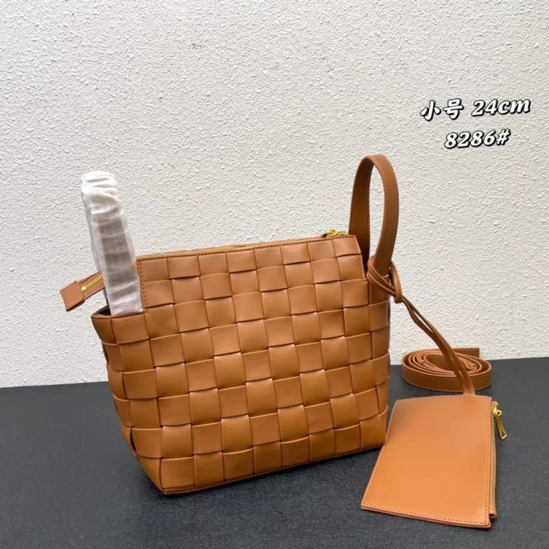 BV Small Brown Woven Leather Satchel Bag 8286