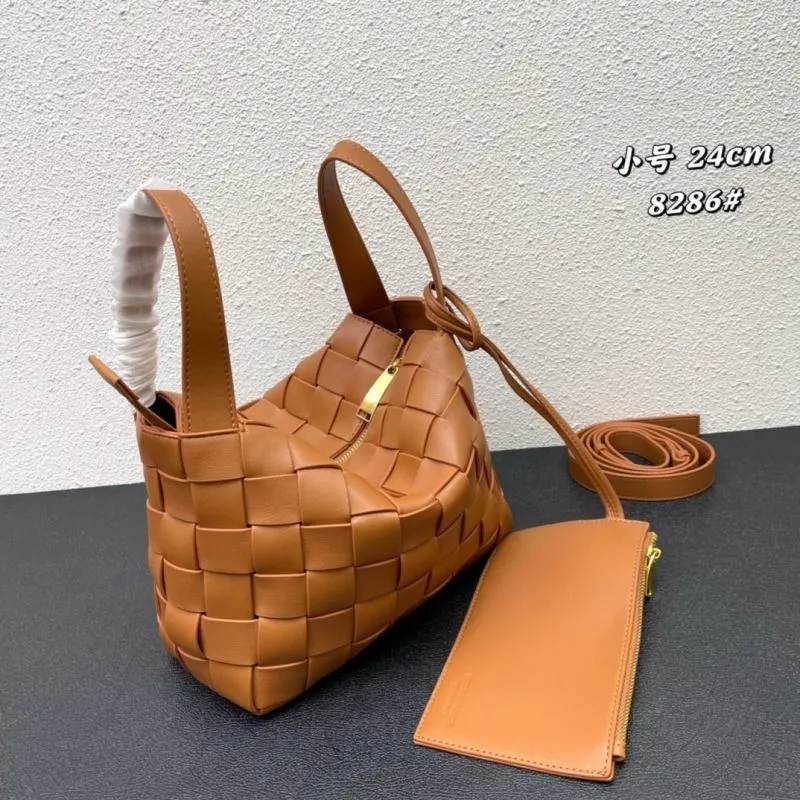 Alternative view of BV Small Brown Woven Leather Satchel Bag 8286