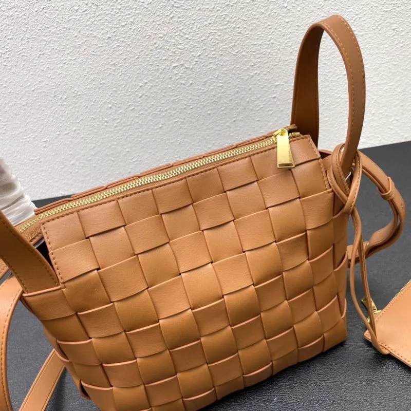 BV Small Brown Woven Leather Satchel Bag 8286 - Image 5