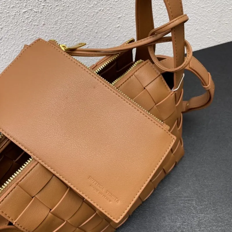 BV Small Brown Woven Leather Satchel Bag 8286 - Image 8
