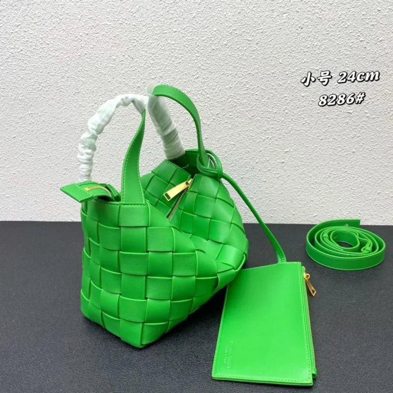 BV Green Small Woven Satchel Bag 8286