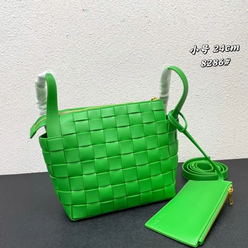 Alternative view of BV Green Small Woven Satchel Bag 8286