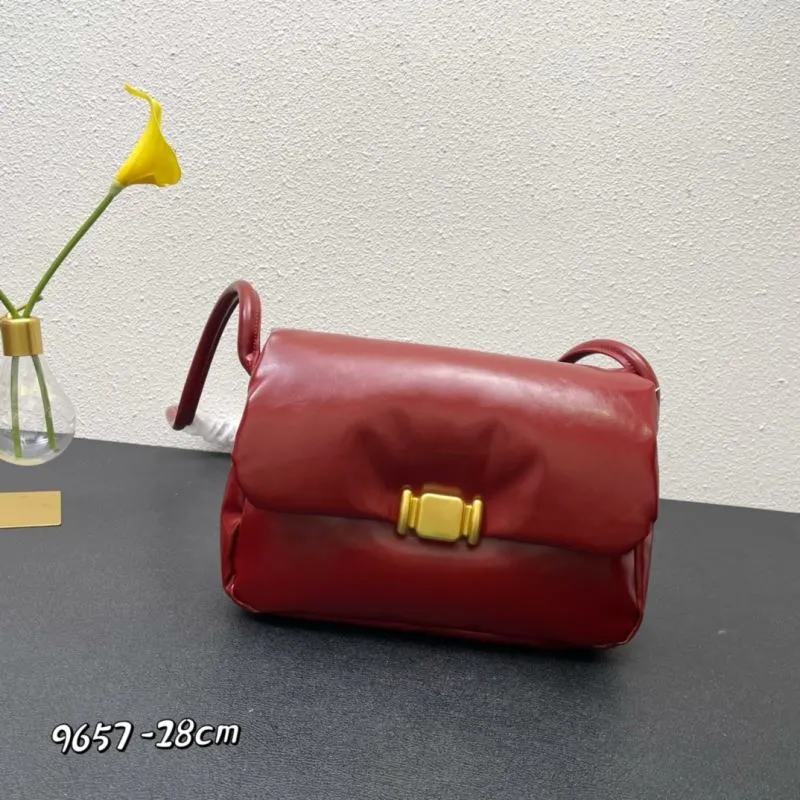 Red Leather Satchel Bag Model 9657 Size 28cm