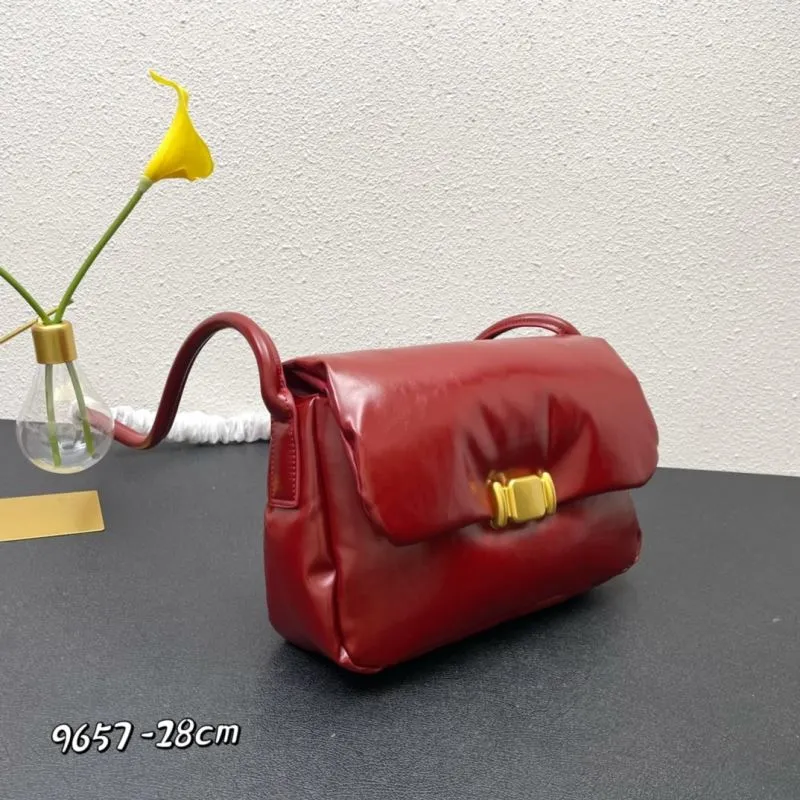 Alternative view of Red Leather Satchel Bag Model 9657 Size 28cm