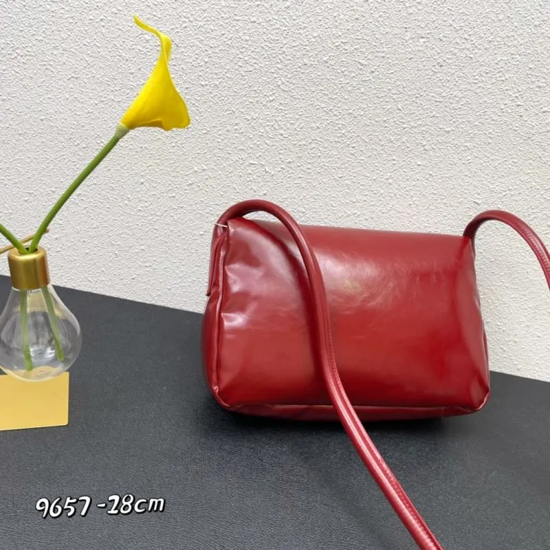 Red Leather Satchel Bag Model 9657 Size 28cm - Image 3