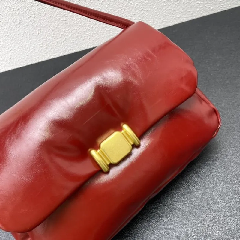 Red Leather Satchel Bag Model 9657 Size 28cm - Image 4
