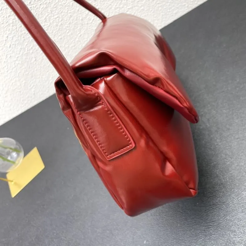 Red Leather Satchel Bag Model 9657 Size 28cm - Image 5