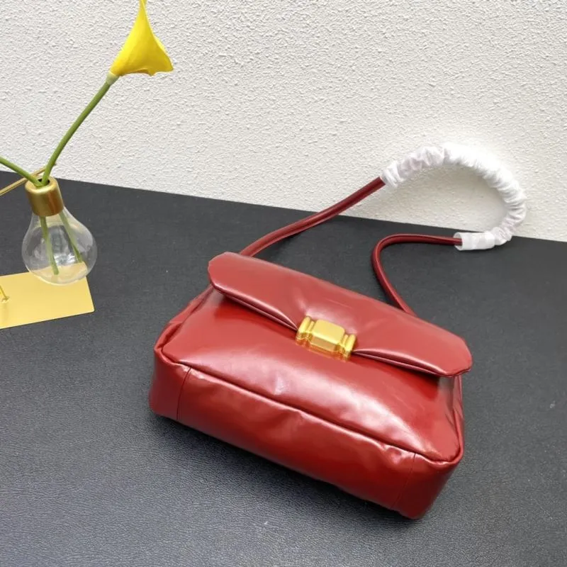 Red Leather Satchel Bag Model 9657 Size 28cm - Image 6