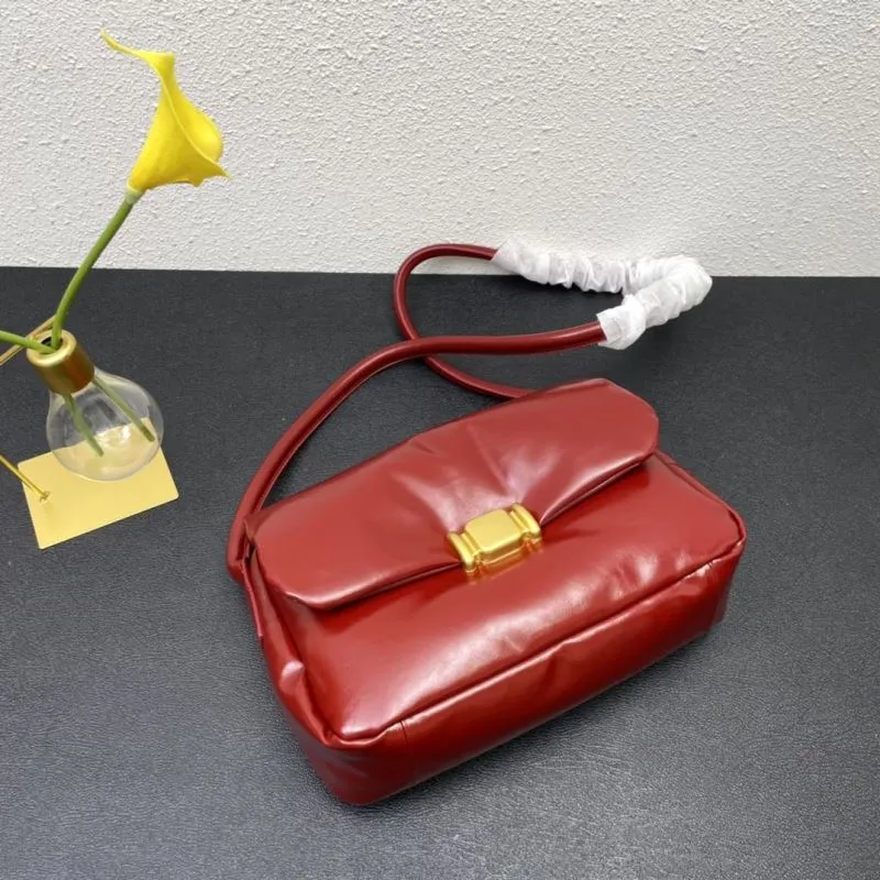 Red Leather Satchel Bag Model 9657 Size 28cm - Image 7
