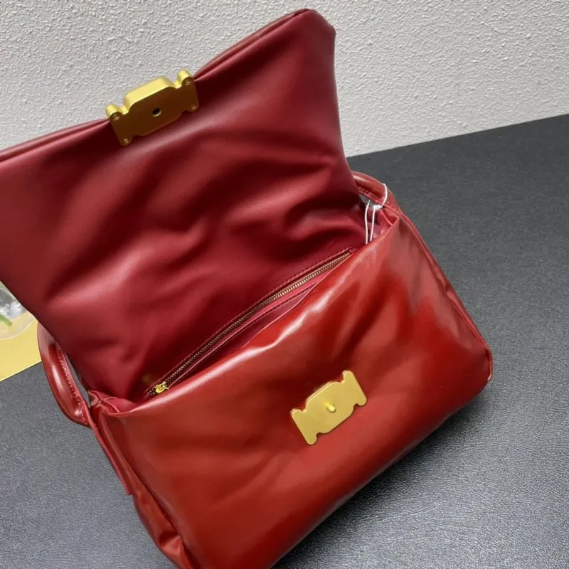 Red Leather Satchel Bag Model 9657 Size 28cm - Image 8